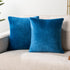 PAVILIA Teal Blue Throw Pillow Covers 18x18, Set of 2 Decorative Cases for Bed Sofa Couch, Velvet Square