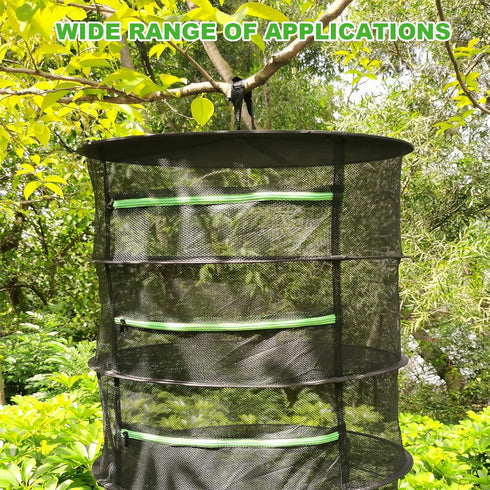 Herb Drying Rack Net Mesh with Black Zippers, 2ft Hydroponics Drying Rack for Plants and Herbs