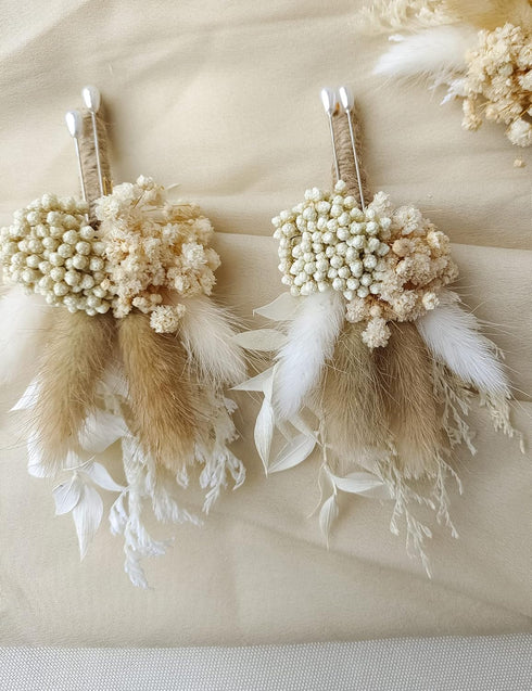 Dried Flowers Boutonnieres Set of 2 for Men, Rustic Boho Fall Wedding Grooms Buttonhole with Pampas Grass Decoration