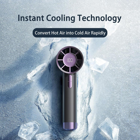 Portable Handheld Fan, 1-100 Speeds Adjustable Turbo Mini Fan with LED Display, Rechargeable Personal Fan for Travel