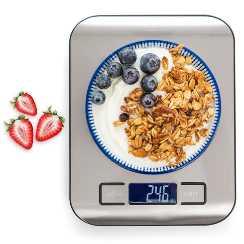 Moss and Stone Digital Kitchen Scale, Multifunction Accuracy Scale with LCD Display, 11 Lb 5 Kg, Stainless Steel