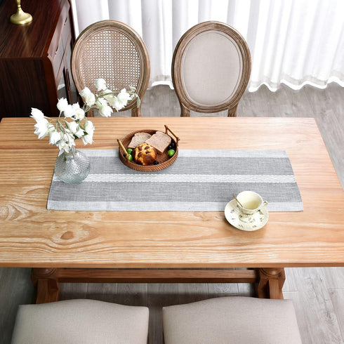 13x36inch Farmhouse Braided Striped Table Runner Rustic Embroidery Coffee Table Runners for Decorations Weddings