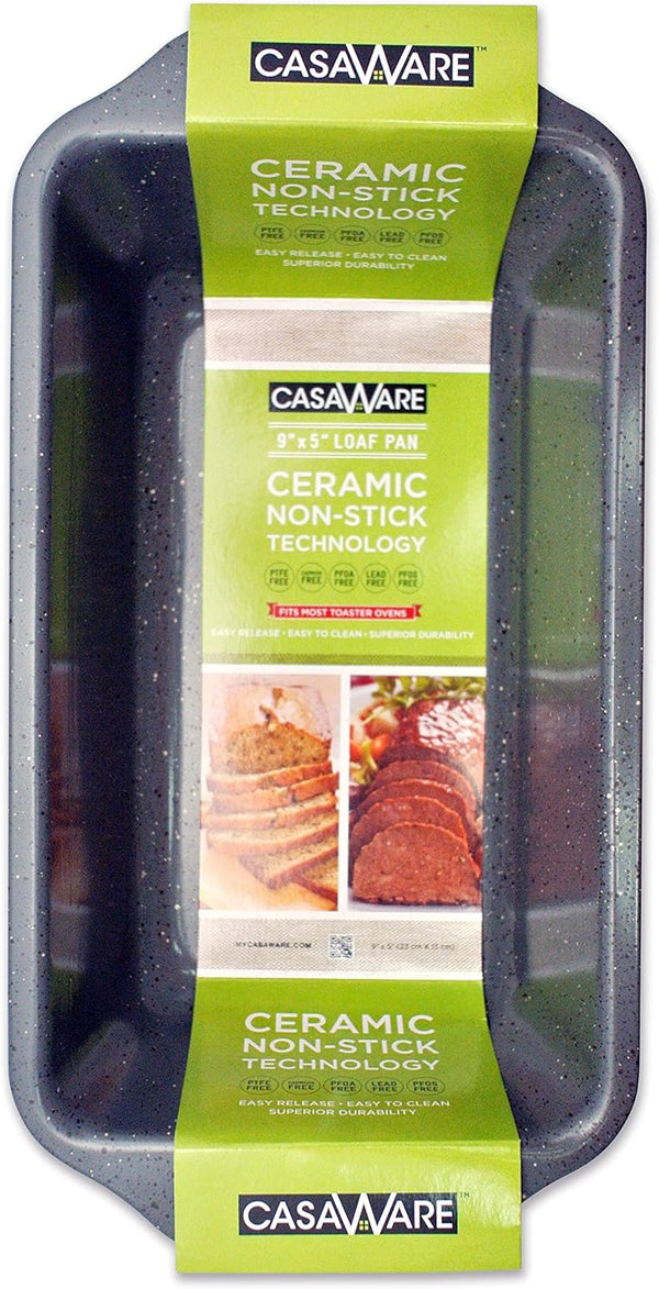 casaWare 9 x 5-Inch Loaf Pan - Ceramic Coated Non-Stick (Silver Granite)