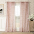 Pink Linen Floral 96 Inch Curtains 2 Panel Set for Living Room