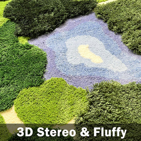 20x35 Inch 3D Moss Rug,Shag Carpet Leaf Area Bathroom Rugs Non Slip Bath Mat Tufted Rug,Ultra Soft Washable Children