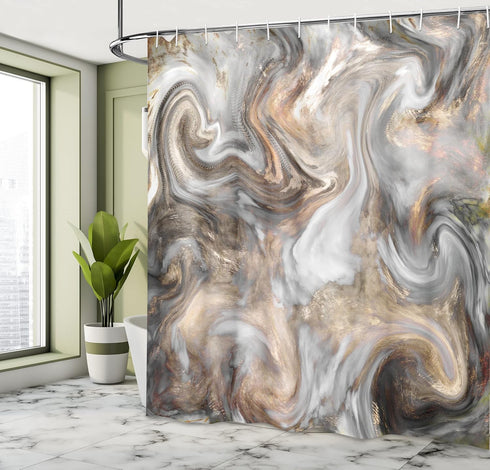 Ambesonne Marble Print Shower Curtain, Retro Style Watercolor Art, Cloth Fabric Bathroom Decor Set with Hooks, 69" W x