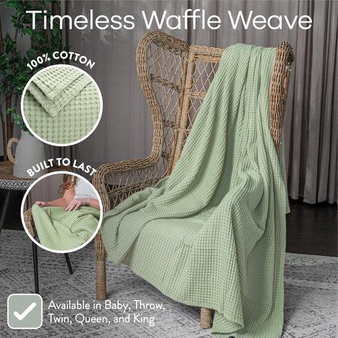 90" 66" 100% Cozy Comfy Cubs Waffle Blanket Twin, x - Cotton Lightweight Breathable Bed Blanket - Soft Textured Thermal