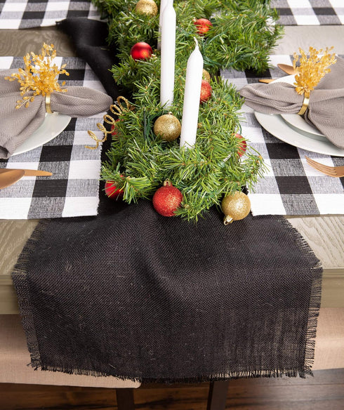 DII Jute Burlap Collection Solid Black Kitchen Table Runner - 15x74