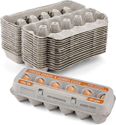 MT Products Natural Pulp Jumbo Egg Cartons 1 Dozen - Disposable Egg