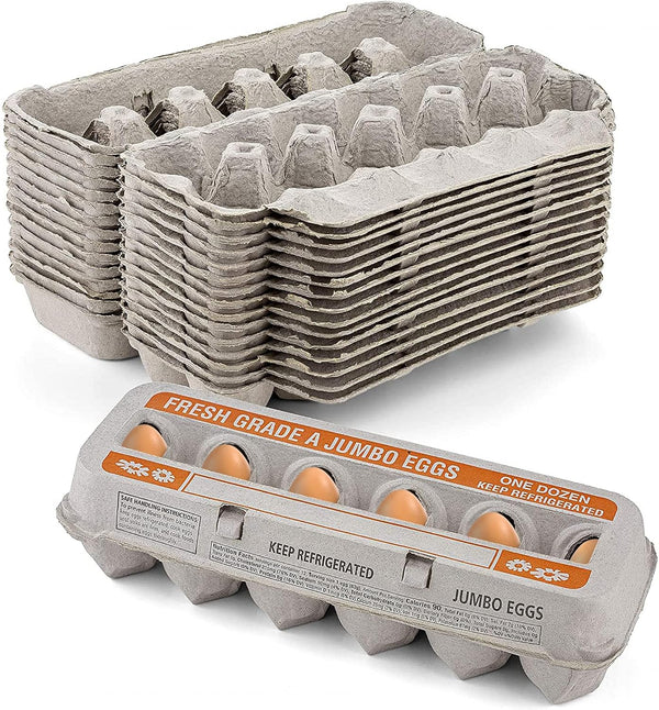MT Products Natural Pulp Jumbo Egg Cartons 1 Dozen - Disposable Egg