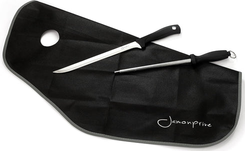Ham Carving Knife with Honing Steel and Ham Cover - Professional Set for Slicing Ham & Prosciutto