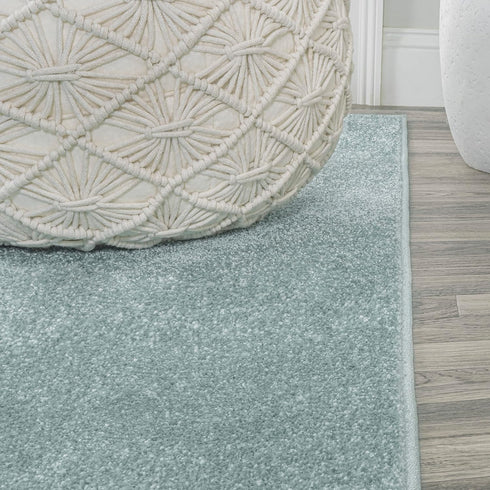 4' (SEU100S-4R) JONATHAN Y Haze Solid Low-Pile Aqua Blue Round Indoor Area Rug, Coastal,Bohemian,Minimalist,Classic