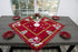 Embroidered Christmas Holiday Santa Claus and Christmas Trees Doily Table Topper, 33 Inches Square, Red