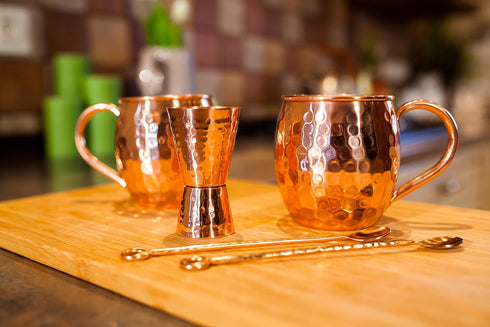 Copper Jigger, Double 1oz/2oz Measuring Jigger for Cocktail Mixing, Solid Hammered Copper to Prevent Tarnish