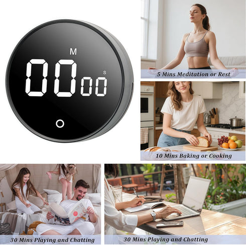 BXF SPORTS 2Pcs 199-Minute Countdown Countup Digital Kitchen Timer - Magnetic Timer with Large LED Display,Volume