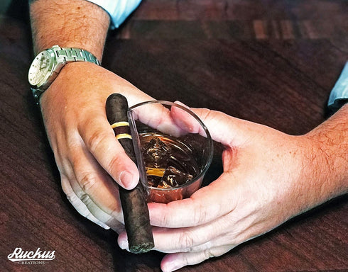 Premium Cigar Holder and Whiskey Glass - Old Fashioned Dual-Purpose Cigar Rest, Whisky Gift for Men, Father, Boyfriend,