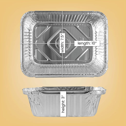 PLASTICPRO Disposable 5 LB Aluminum Takeout Tin Foil Baking Pans 7'' X 10'' X 3'' Inch Bakeware - Cookware Perfect for Baking Cakes,Brownies,Bread, Meatloaf, Lasagna, Pack of 10 by PLASTICPRO