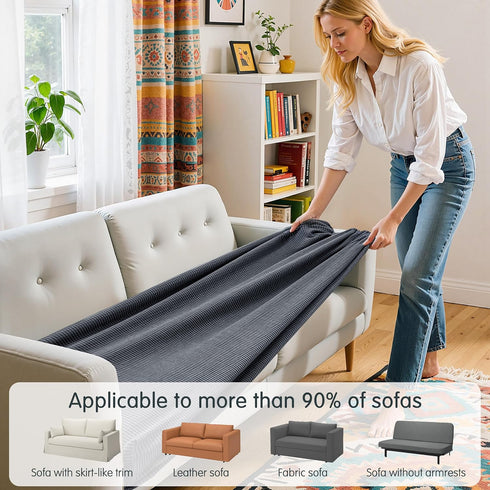 Hokway Stretch Couch Cushion Covers - Sofa Seat Cushion Slipcover Protector, Medium, Gray