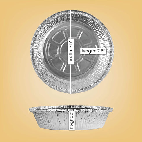 PLASTICPRO 7'' Round Disposable Aluminum Foil Pans, Freezer & Oven Safe, Pack of 50 for Baking, Cooking, Storage