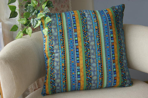 TAOSON Blue Stripe Bohemian Style Antique Cotton Blend Linen Sofa Throw Pillowcase - 24x24 Inch