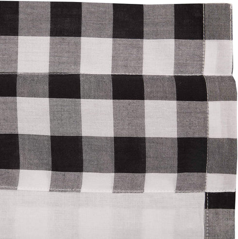 VHC Brands Annie Buffalo Check Cotton Farmhouse Kitchen Curtains - Rod Pocket 16x72 Valance, Black