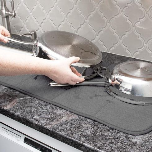 All-Clad Premium Reversible Dish Drying Mat, 16" x 28", Pewter, Ultra-Absorbent, No Condensation, 1 Pack