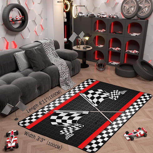 Boys Race Car Play Mat,Kids Play Rugs,Kid Playroom Carpet with Rubber Backing,Kids Playing Rug & Car Carpet,Perfect