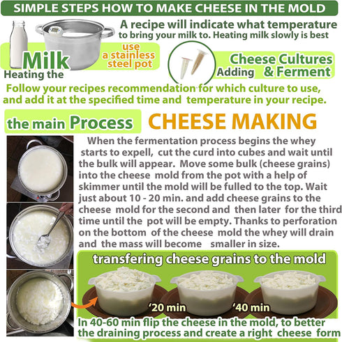PetriStor Cheese Mold for Cheese Making, 1.3QT with Follower Piston and Cheesecloth