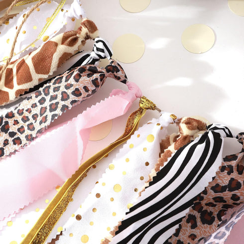 LINGANA 1st Wild One High Chair Banner - Cheetah Birthday Decorations,Wild Animal Print Fabric Banner,First Cheetah