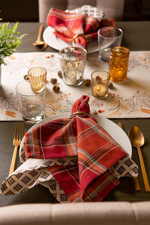 DII Fall Table Decorations - Indoor Décor, Thanksgiving Reversible Table Runner, 14x72, Autumn Leaves