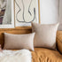 Demetex 18x18 Linen Pillow Covers, Beige Farmhouse Square Decorative Accent Throw Pillows, Set of 2