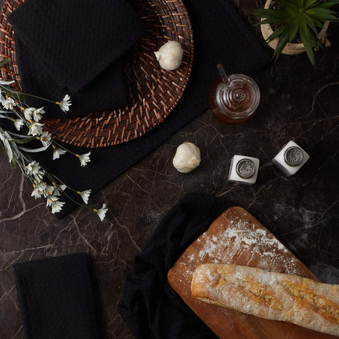 DII 6 Piece Recycled Cotton Kitchen Collection Dishtowel Set, 18x26, Black