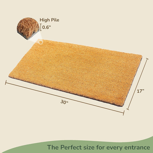 Welcome Doormats, Natural Coco Coir Mats with Non-Slip PVC Backing for Indoor Outdoor Home & Office Decor