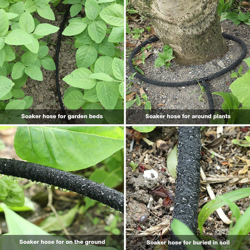 MHMHM 50FT 1/2 Inch Heavy Duty Soaker Hose Rubber Garden Drip Irrigation Hose with Solid Brass Connector Water Saving