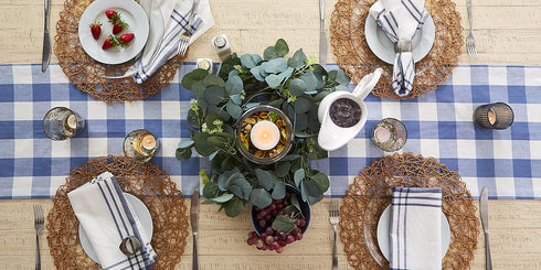 DII Buffalo Check Collection Classic Farmhouse Table Runner, 14x108, Stonewash Blue
