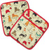 Pot Holders Set of 2 - Heat Resistant 480? Kitchen Cotton with Dog Flower Print for Home Cooking & Baking