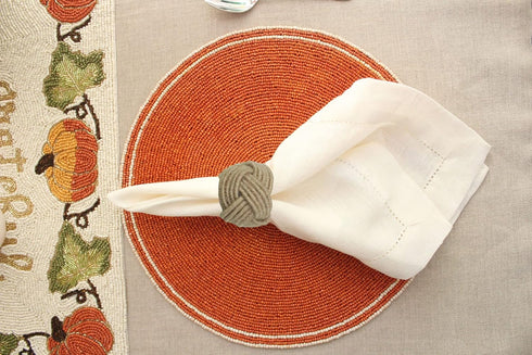 COTTON CRAFT Jute Napkin Rings - Set of 12 Handmade Nautical Knot Woven Rope Napkin Holders for Dining Table Décor