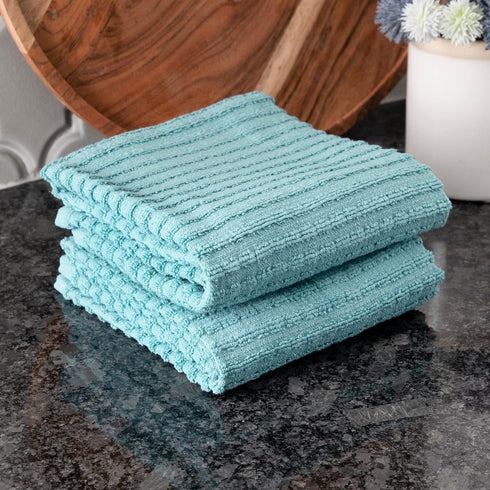 Ritz Royale Collection 100% Combed Terry Cotton Kitchen Towel Set, Highly Absorbent, Oversized, 28" x 18", 2-Pack, Dew
