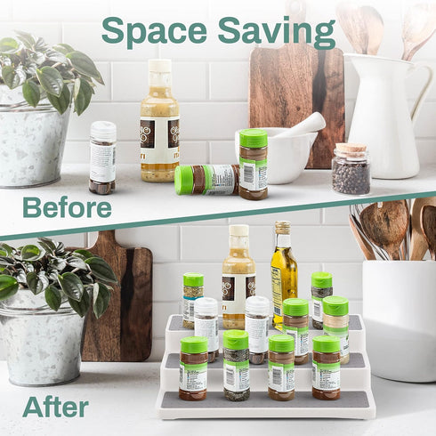 Home Intuition 3 Tier 14 inch Non-Skid Spice Rack for Kitchen Pantry Organizer