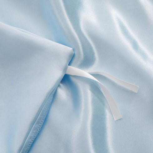 P Pothuiny 3 Set 1 2 Pieces Satin Duvet Cover Twin/Twin XL Size, Luxury Silky Like Baby Blue Duvet Cover Bedding