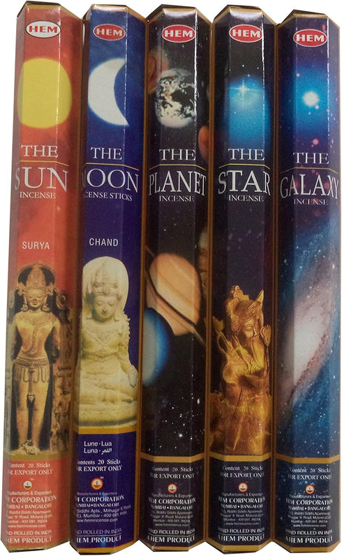 Hem Celestial Incense Variety, Sun Moon Star Planet Galaxy, 100 Sticks