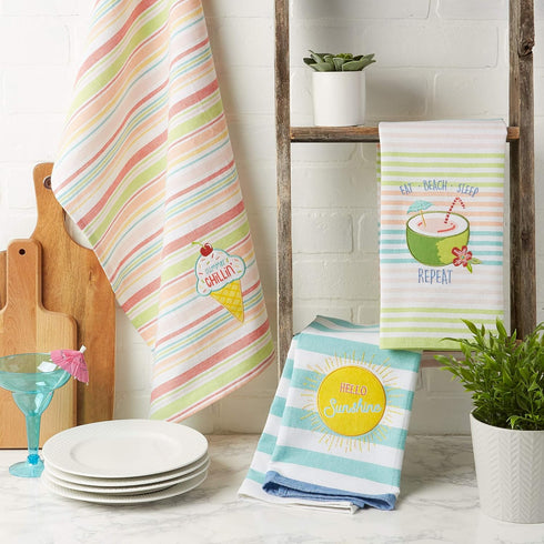DII Summer Fun Kitchen Dishtowel Set - Watermelon Collection - 3 Piece