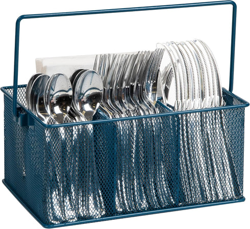 Mind Reader Utensil Holder, Silverware Organizer, Metal Mesh Caddy, Kitchen Cutlery Holder, 10"L x 7"W x 4.75"H