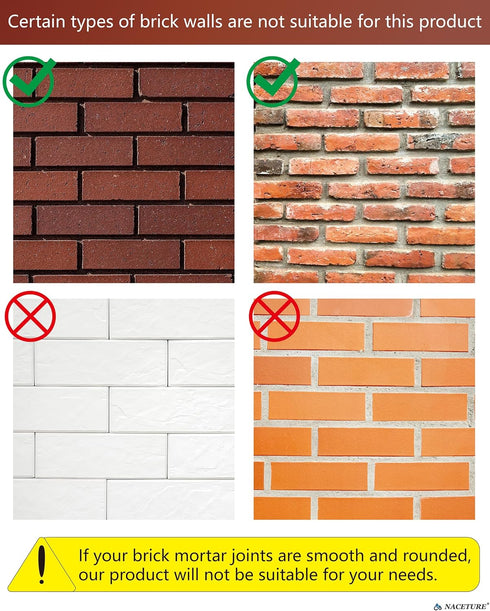 NACETURE Brick Hook Clips (8 Pack) - Fits 2-1/4 to 2-2/5 Inch Bricks, Requires More Than 1/8” Brick Wall Cement Gap