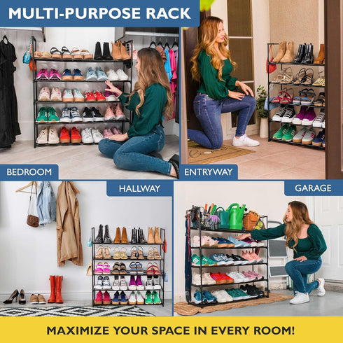 5 Closet, 25 Sundaze Shoe Rack - Tier Metal Shoe Rack for Front Door Entrance, Sturdy Long Shoe Organizer for Bedroom