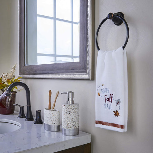 SKL Home Harvest Happy Fall Y'all Hand Towel Set for Bath/Kitchen/Bar, 16" x 25", White, 2 Count