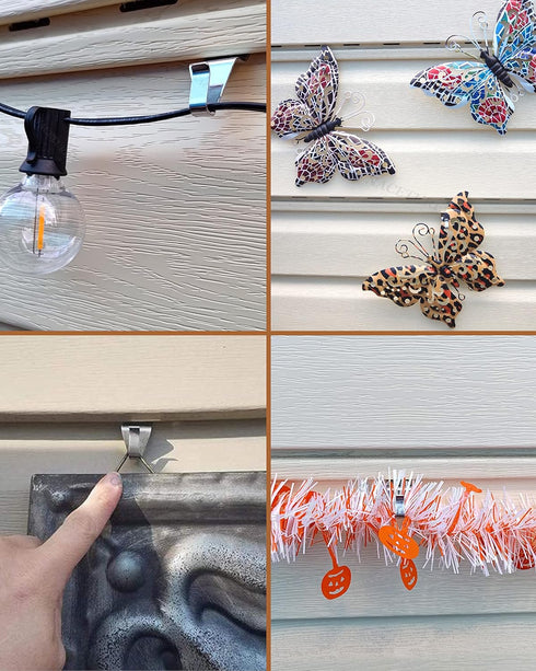 NACETURE Vinyl Siding Hooks Hanger (6 Pack) | No Drill Vinyl Siding Clips for Hanging Outdoor Decor