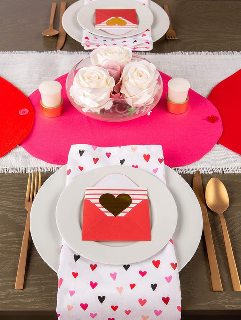 DII Valentine's Day Table Top Collection, Sweet Talk Placemat/Table Runner, 14x58, 4 Piece