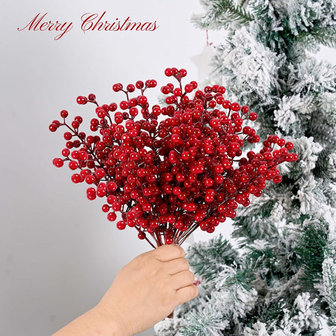36 Pack 8.5 Inch zjlmit Christmas Tree Decorations Artificial Red Berry Stems Christmas Berry Picks with Holly Berries