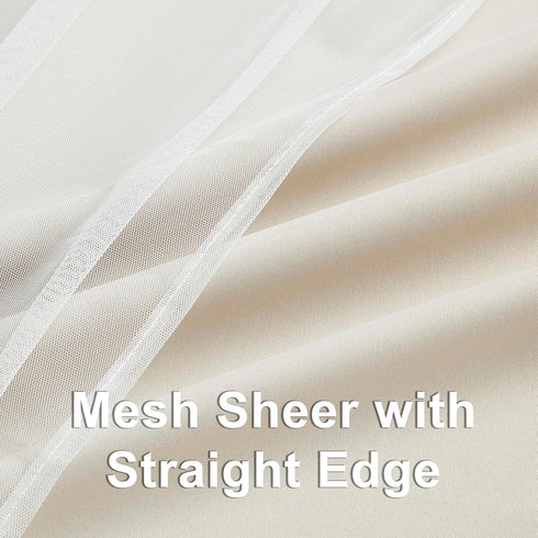 90% 84 inch Grommet 37" Wx84 Lx2 Bujasso Beige Blackout Curtains with Sheer Overlay Mix and Match Double Layer Thermal